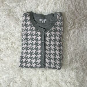 Grey and pale pink houndstooth cardigan